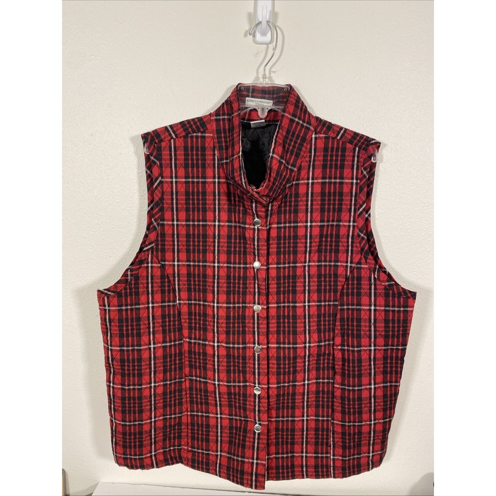Rebecca Malone Red/blk Vest Size 1X Women's Quilted Lightweight Y1